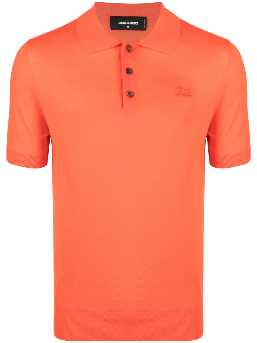 Dsquared2 Logo-embroidered Virgin Wool Polo Shirt In Orange