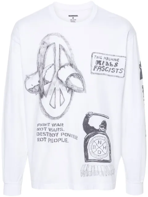 Neighborhood hand-drawn long-sleeved T-shirt