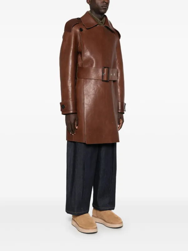 JW Anderson Leather Trench Coat | Brown | FARFETCH