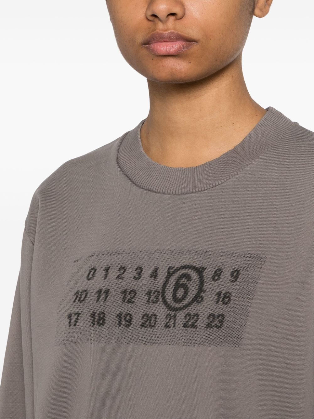 Shop Mm6 Maison Margiela Numbers-motif Cotton Sweatshirt In Grey