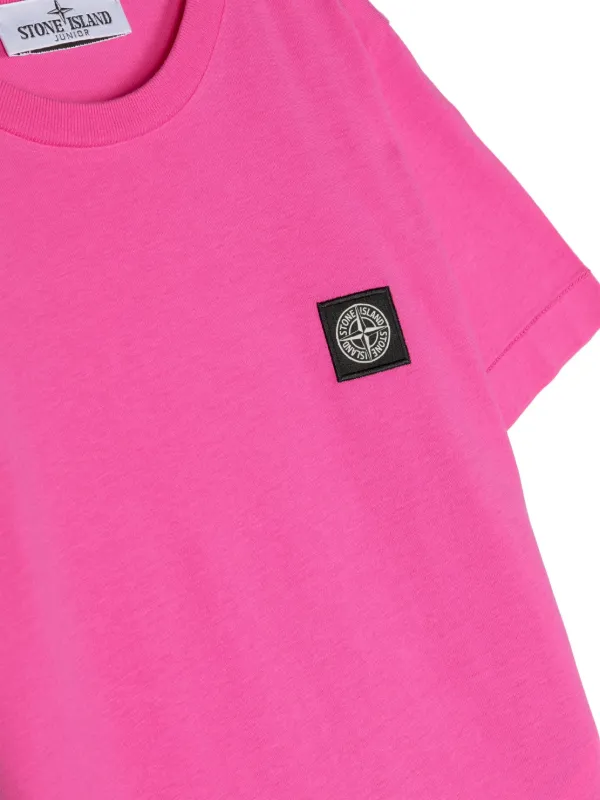Stone Island Junior Compass-patch Cotton Ts-hirt | Pink | FARFETCH GE