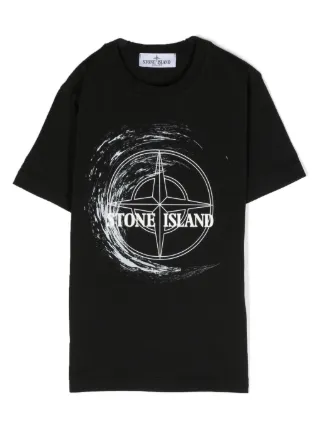 Stone Island Junior logo-print Cotton T-shirt | Black | FARFETCH