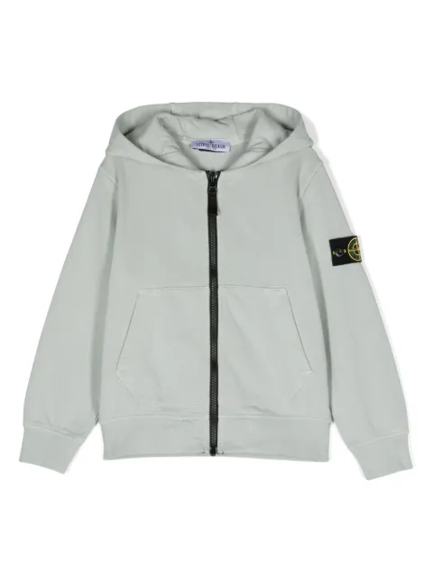 Stone Island Junior zipped cotton hoodie