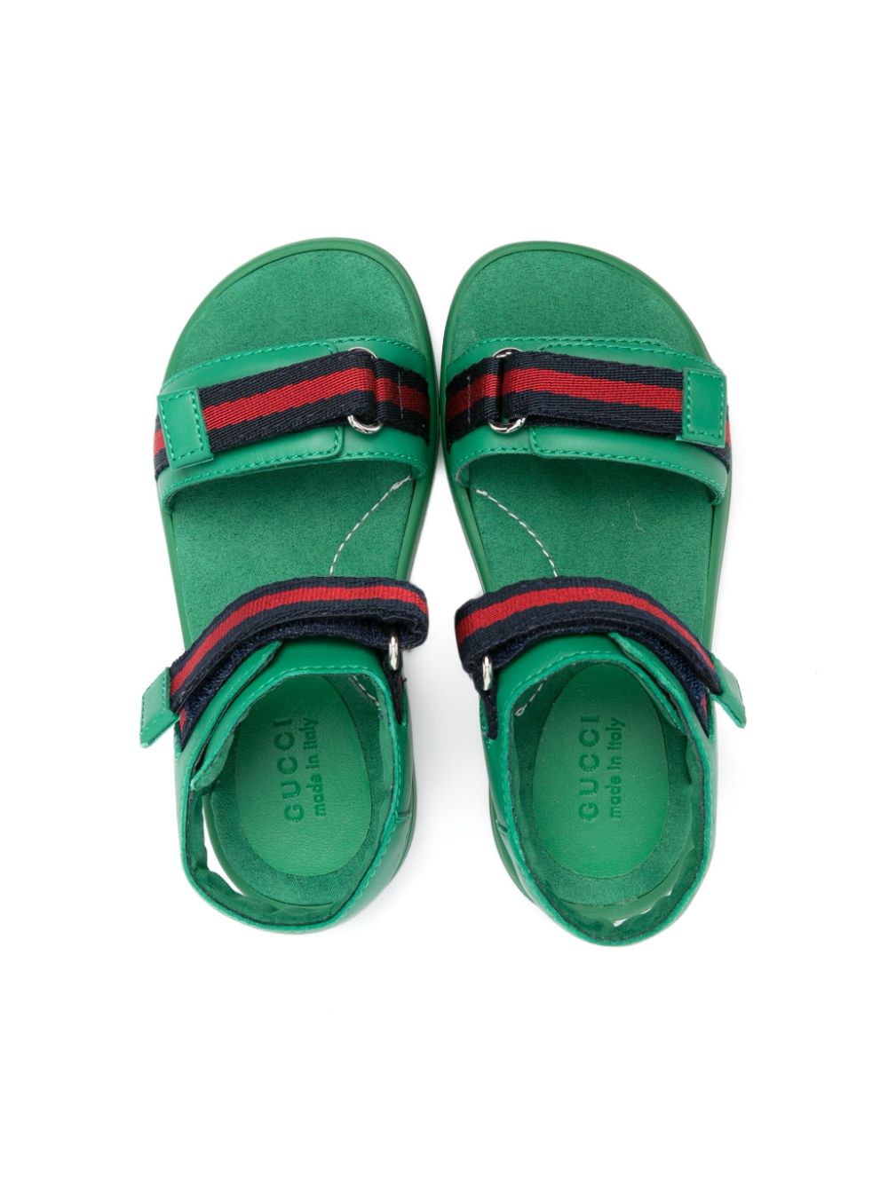 Shop Gucci Web-stripe Touch-strap Sandals In Green