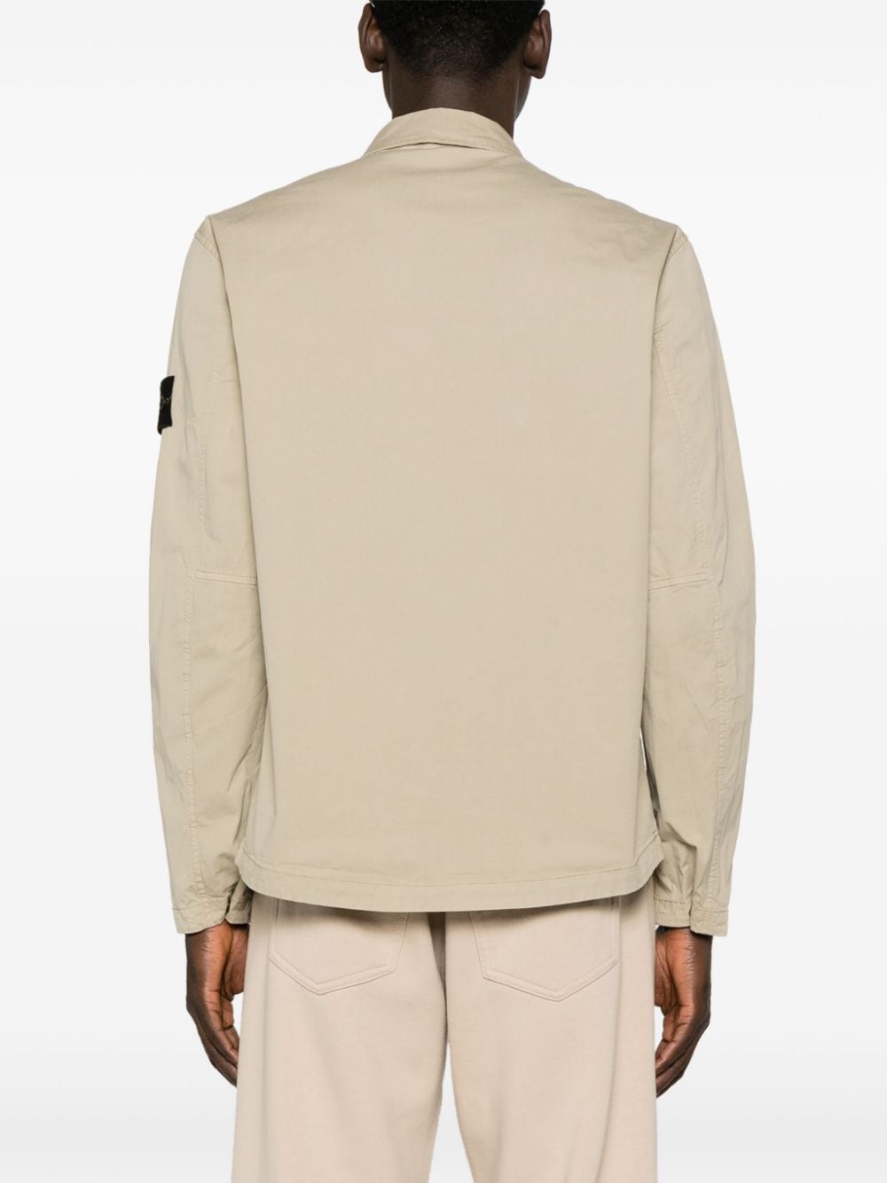 Stone Island Shirtjack met rits metCompass-patch Beige