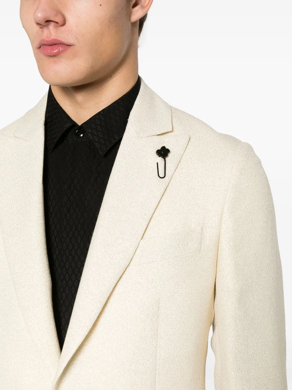 Shop Lardini Single-breasted Blazer In Neutrals