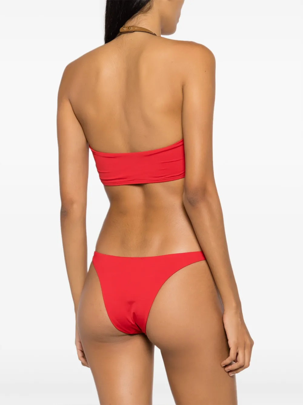 Lenny Niemeyer Leather-strap Detailed Bikini Bottom In Red