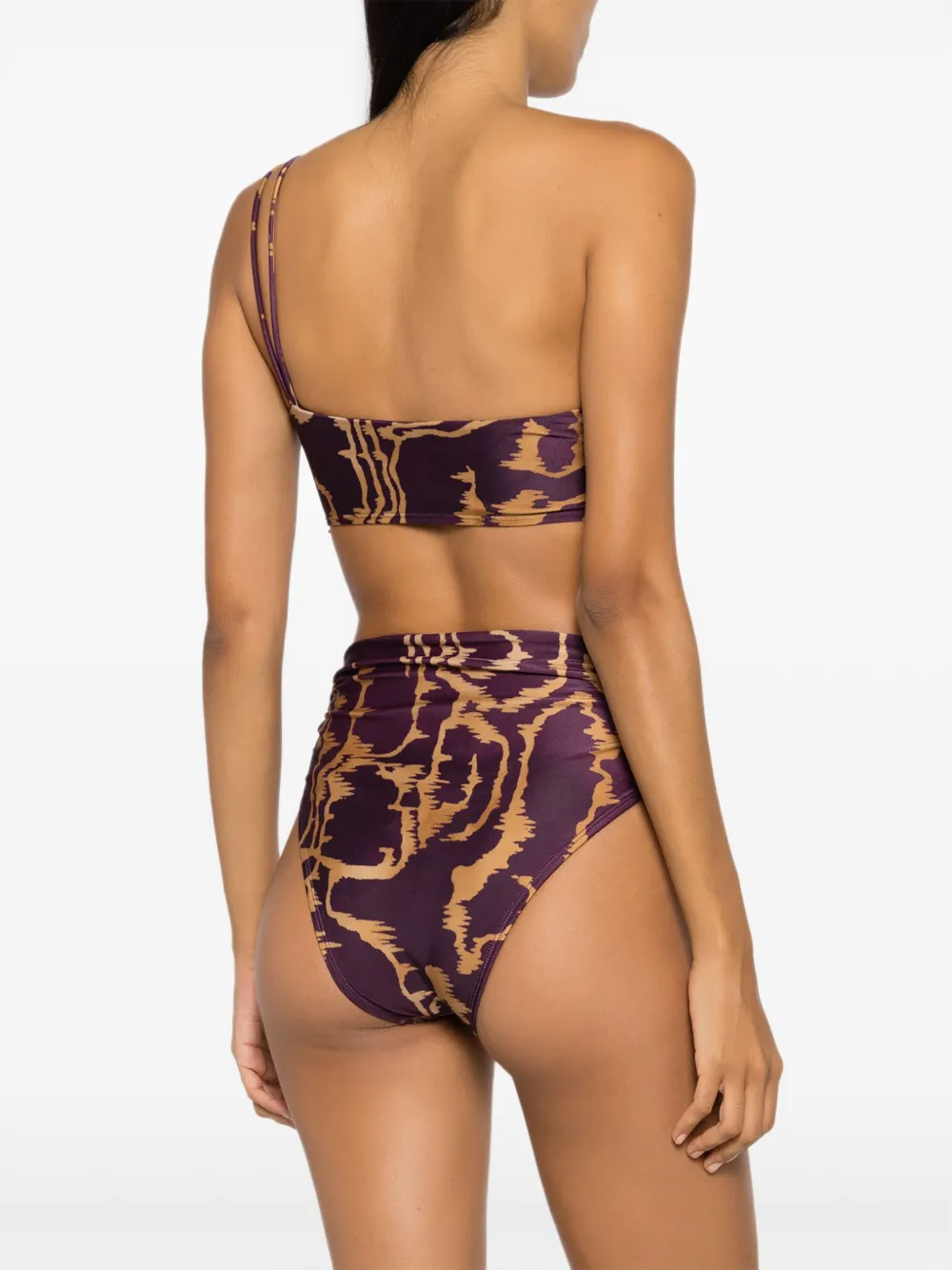 Lenny Niemeyer Abstract-print One-shoulder Bikini Top In Purple