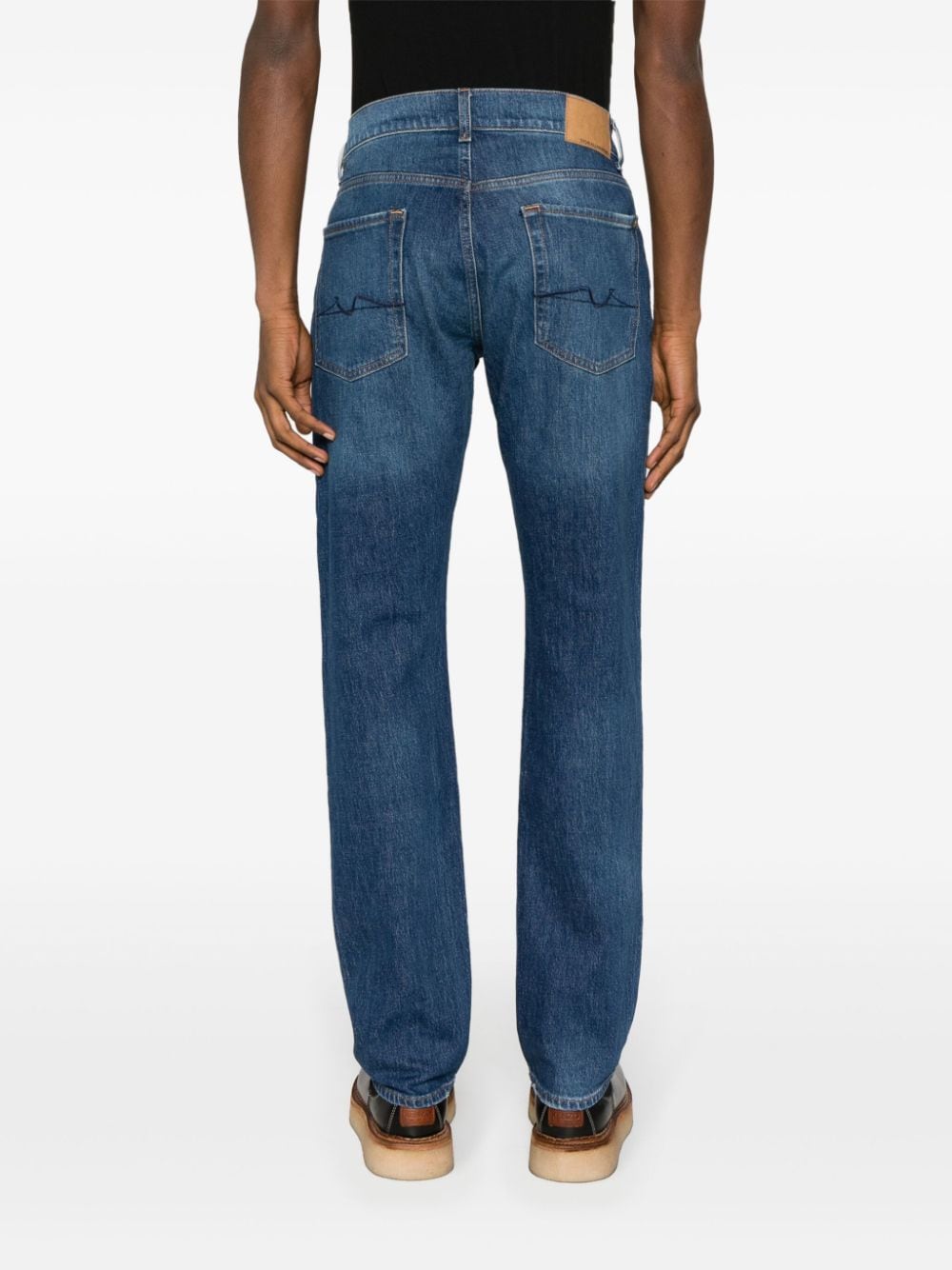 Shop 7 For All Mankind Exchange Mid-rise Straight-leg Jeans In Blue