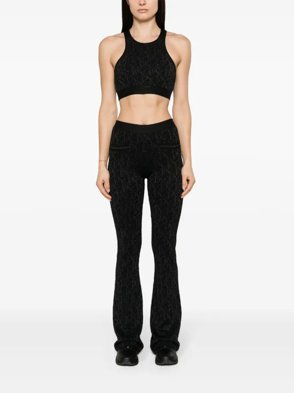 Palm Angels モノグラムジャカード ニットトップ | ブラック