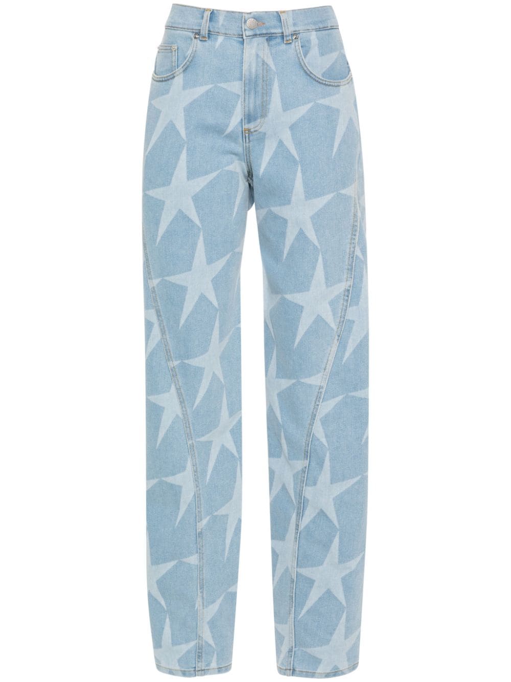 Mugler Star-print Low-rise Tapered Jeans In Blue