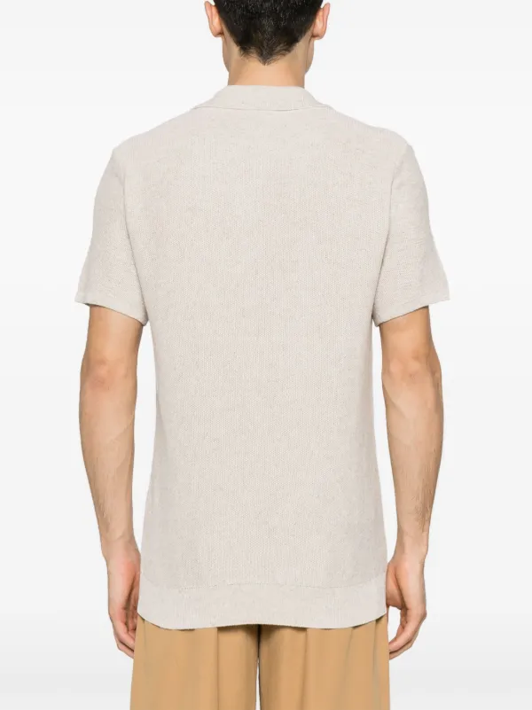A.P.C. ニットポロシャツ 2 レーヨン リネン ベージュ 無地 半袖 A.P.C. Jay オープンニット ポロシャツ | ニュートラル