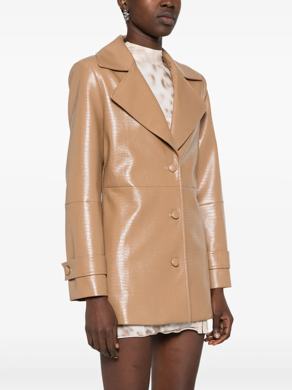 ROTATE BIRGER CHRISTENSEN CROC-EMBOSSED SINGLE-BREASTED BLAZER