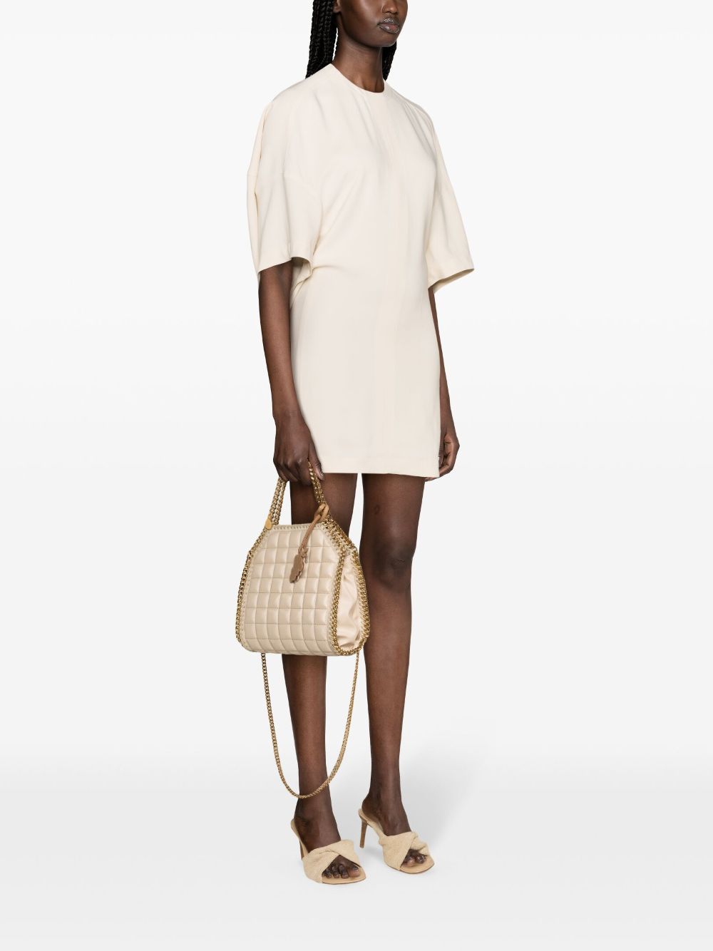 Shop Stella Mccartney Cape Draped Minidress In Neutrals