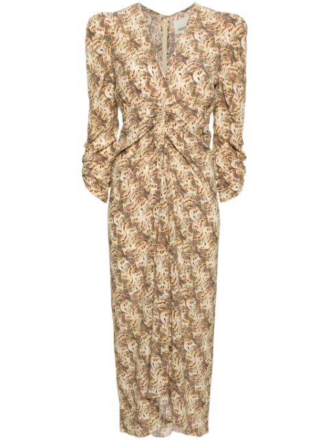 ISABEL MARANT ruched silk midi dress