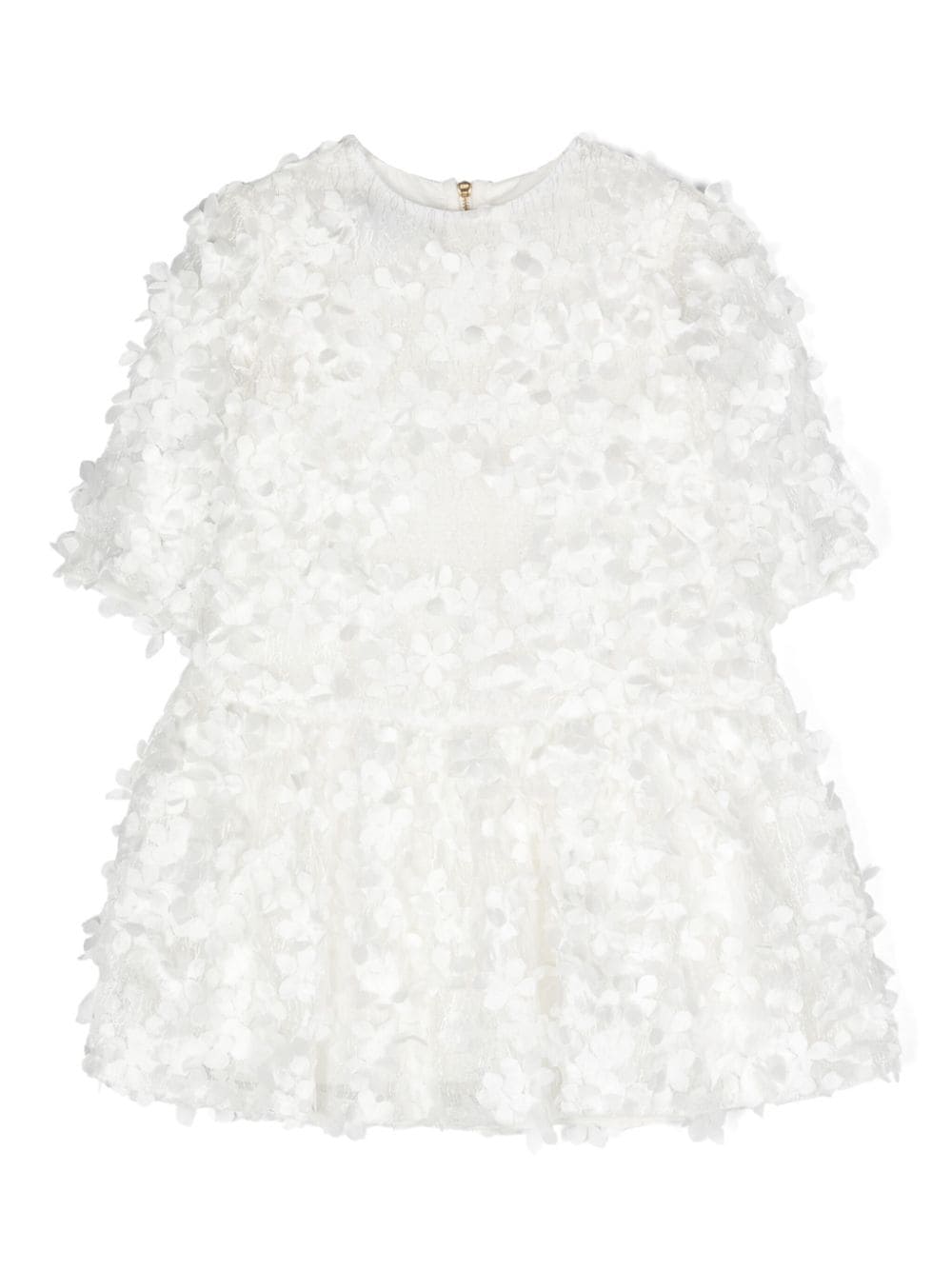 Mi Mi Sol Kids' Floral-appliqué Ruffled-detailed Dress In White