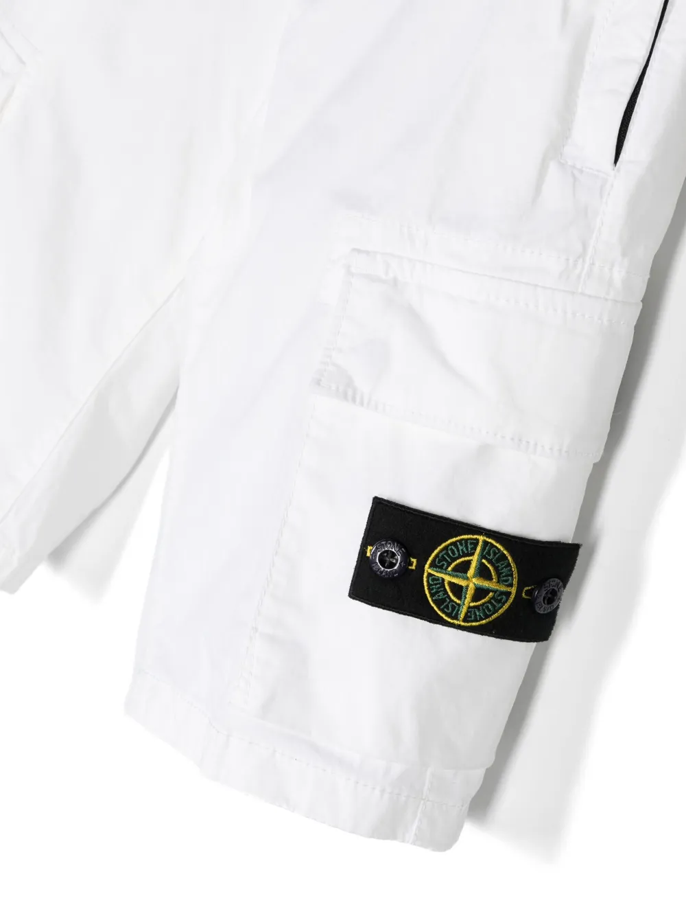 Shop Stone Island Junior Compass-appliqué Cargo Shorts In White