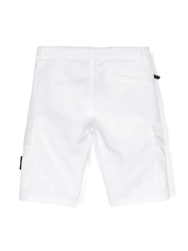 Stone Island Junior コンパスアップリケ カーゴショーツ | ホワイト 