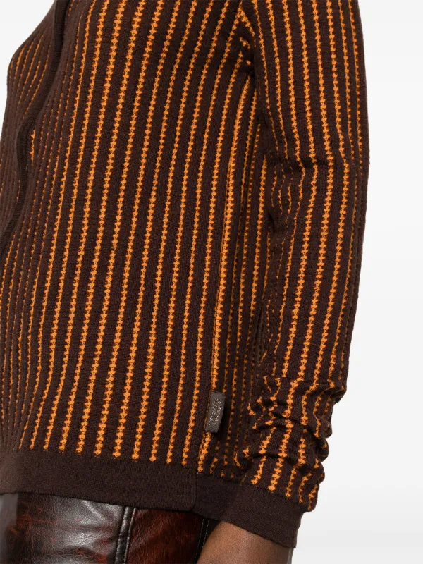 Versace Pre-Owned 2000s Embroidered zip-up Cardigan | Brown