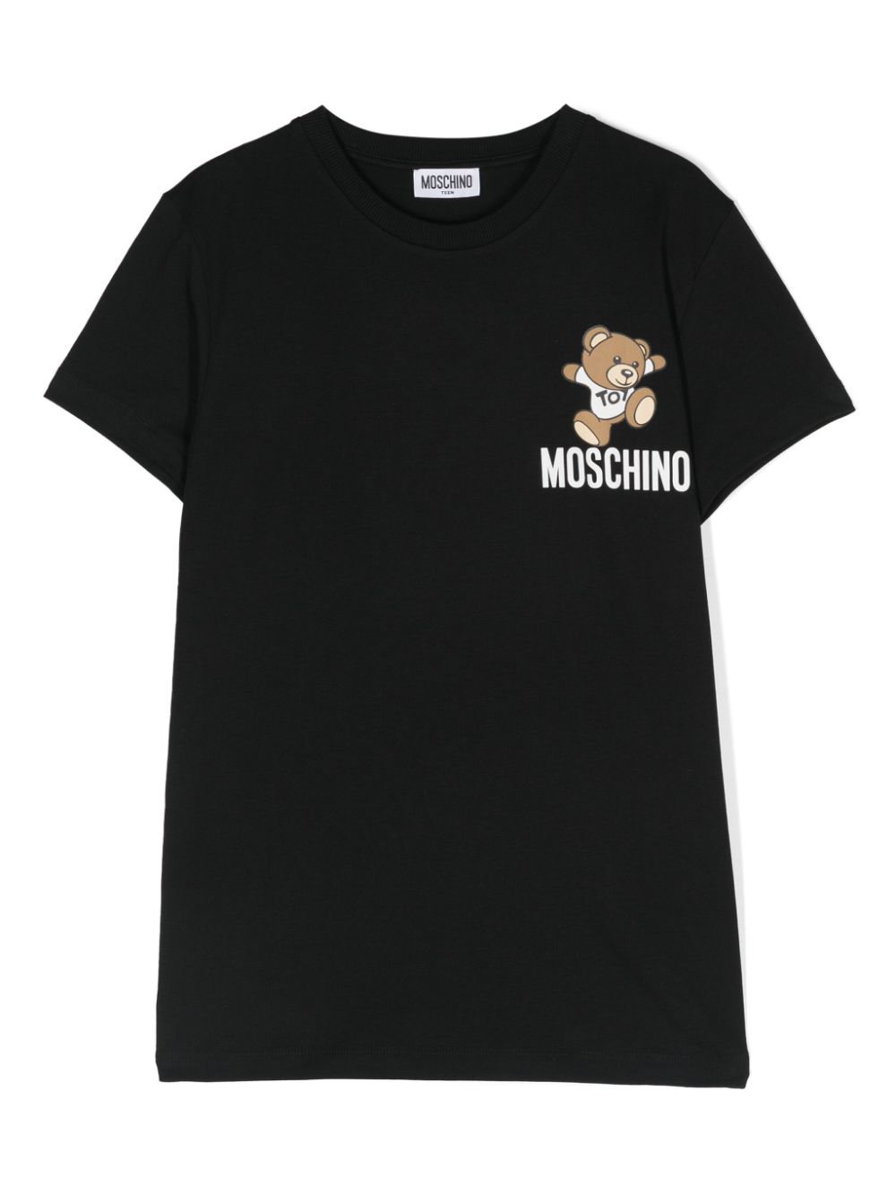 Moschino Kids' Teddy-bear-motif Cotton T-shirt In Black