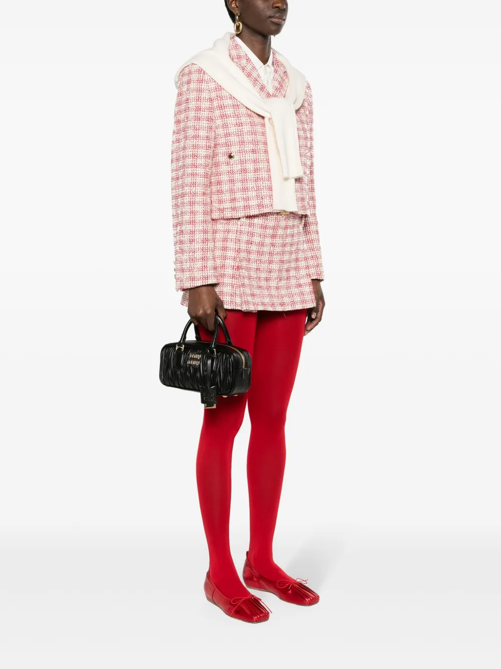 Miu Miu Arcadie matelassé leren shopper - Zwart