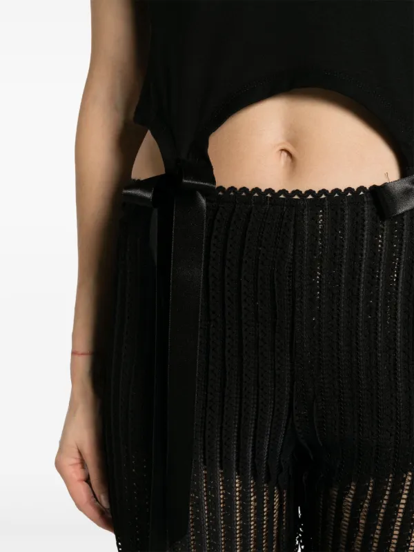 ■Simone Rocha■リボンディテールのジャージーミディドレス Simone Rocha リボンディテール ドレス | ブラック | FARFETCH JP