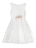 Mimilù floral-brooch flared dress - White