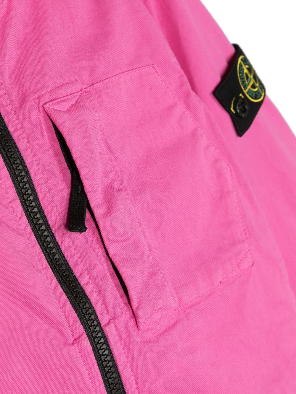 Shop Stone Island Junior Zip-up Hooded Twill Jacket In Pink