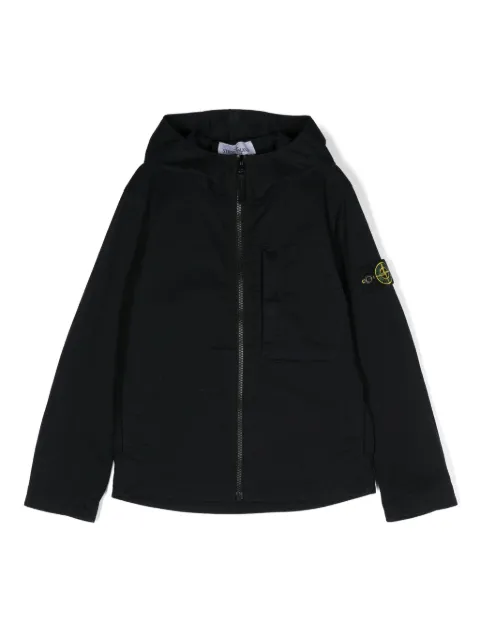 Stone Island Junior zip-up hooded twill jacket