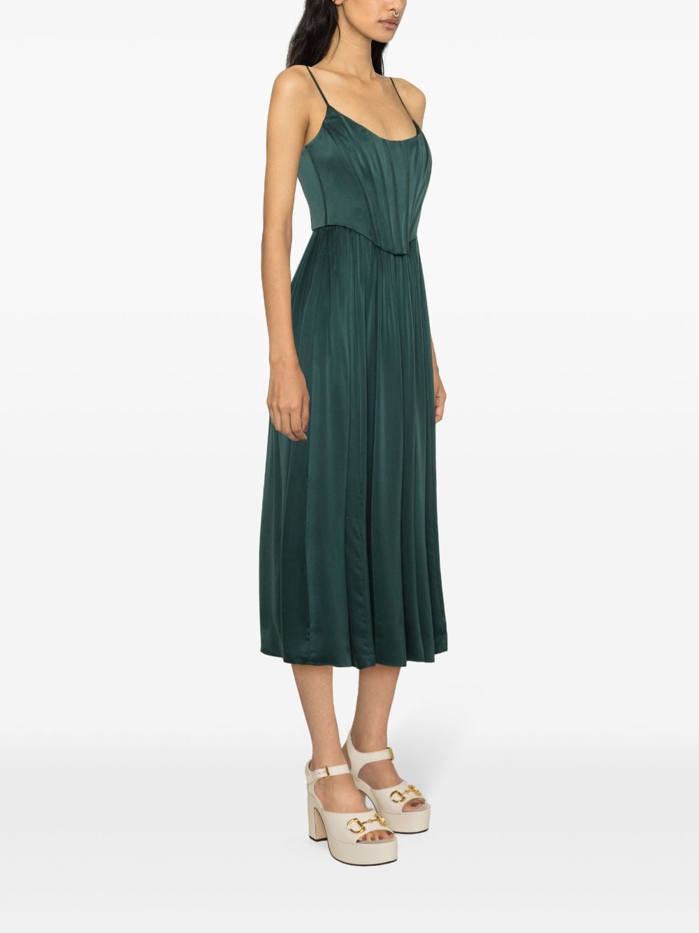 Shop Zimmermann Corset Silk Midi Dress In Green