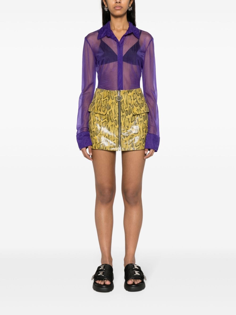 Shop Attico Elton Semi-sheer Shirt In Purple