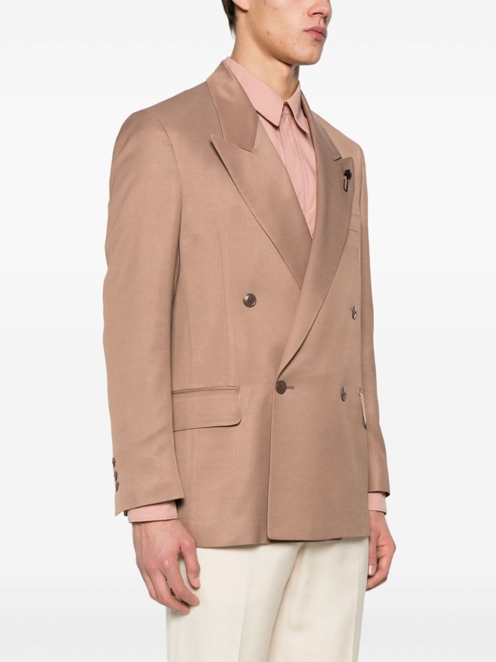 Shop Lardini Double-breasted Blazer In Neutrals