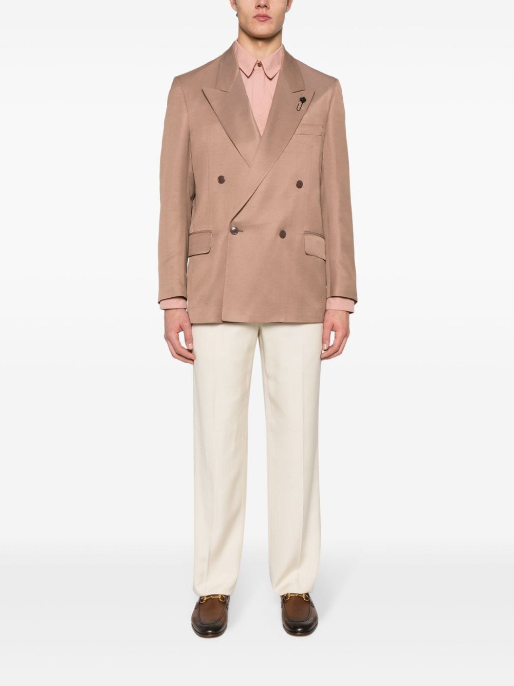 Shop Lardini Double-breasted Blazer In Neutrals