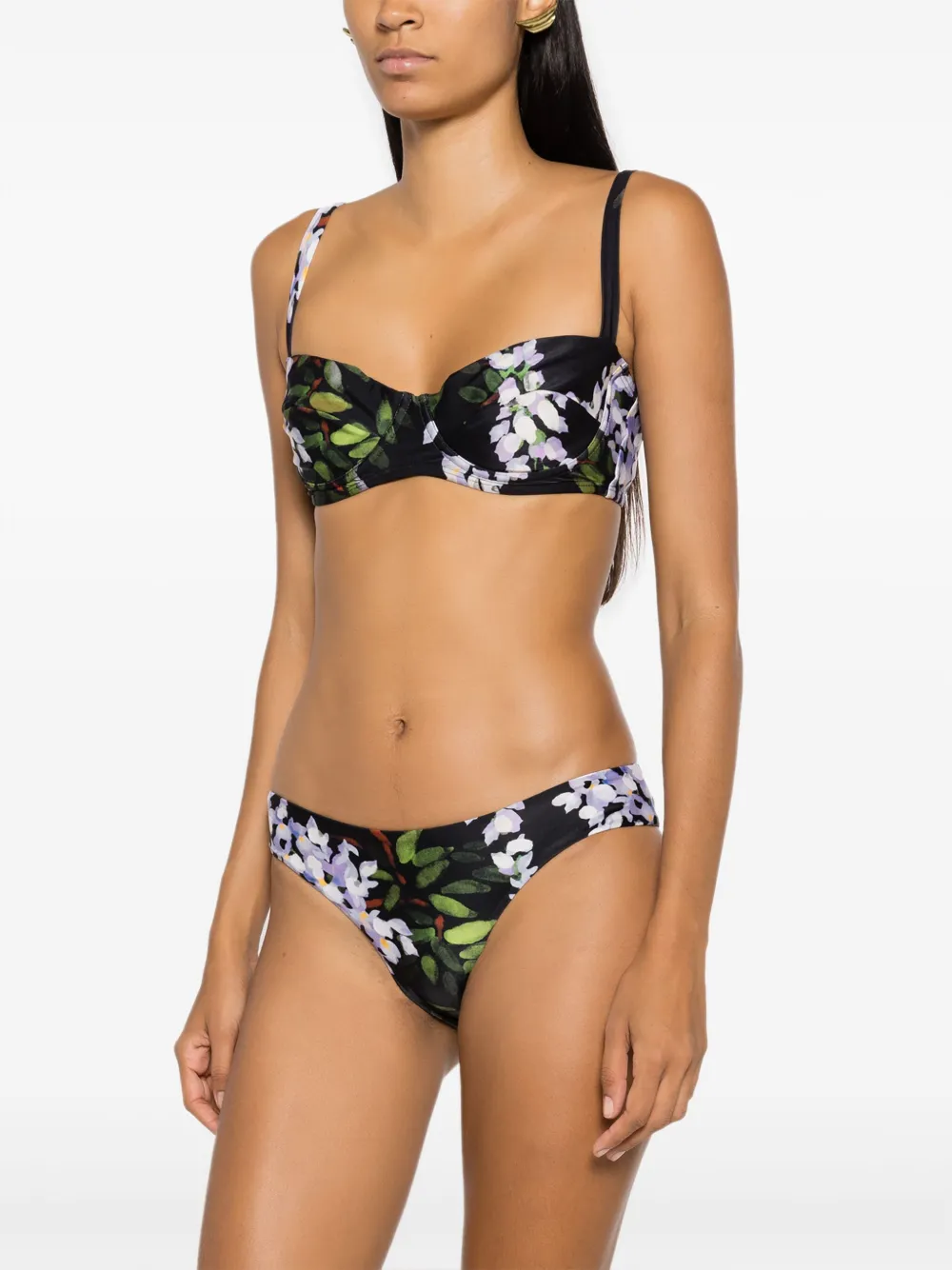 Lenny Niemeyer Floral-print Bikini Set In Black