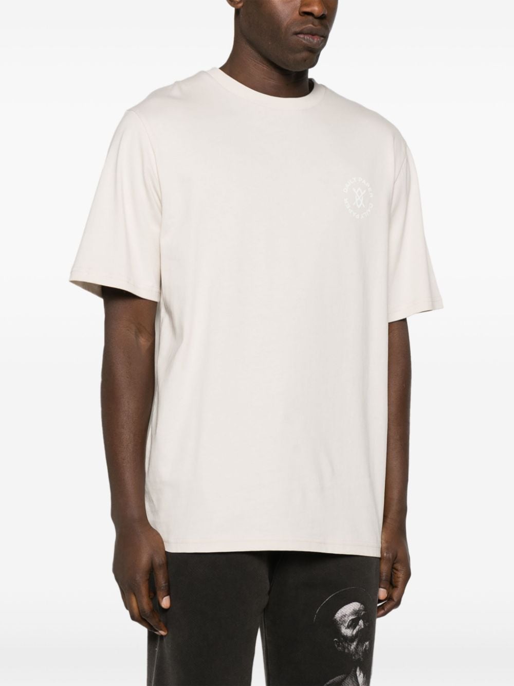 Shop Daily Paper Circle-print Cotton T-shirt In Neutrals