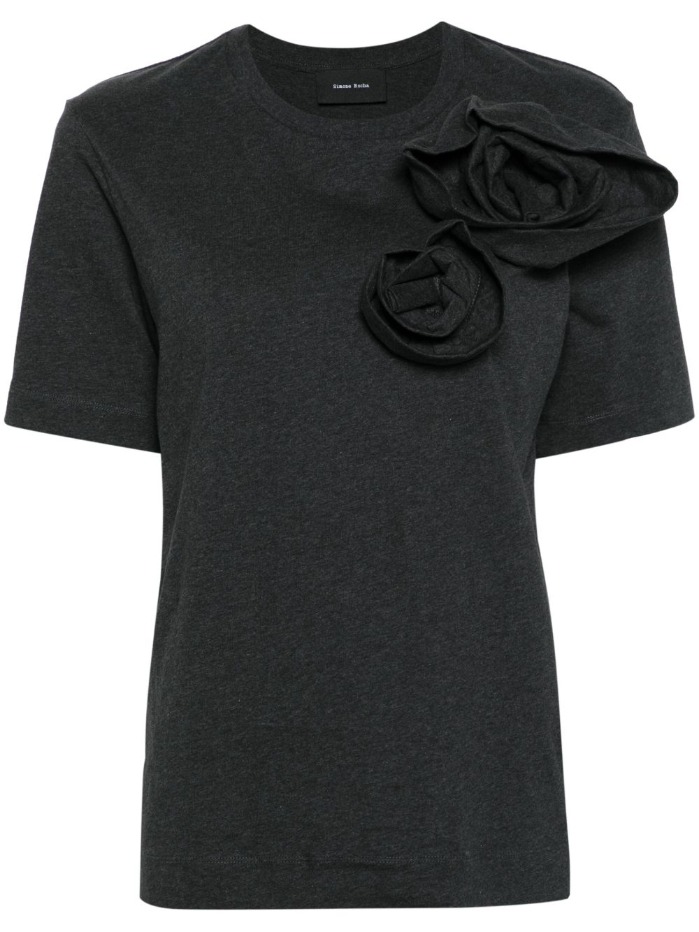 SIMONE ROCHA ROSE-APPLIQUÉ COTTON T-SHIRT