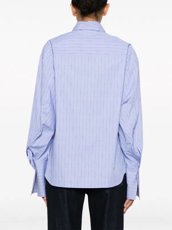 The Attico Eliza Striped Cotton Shirt | Blue | FARFETCH