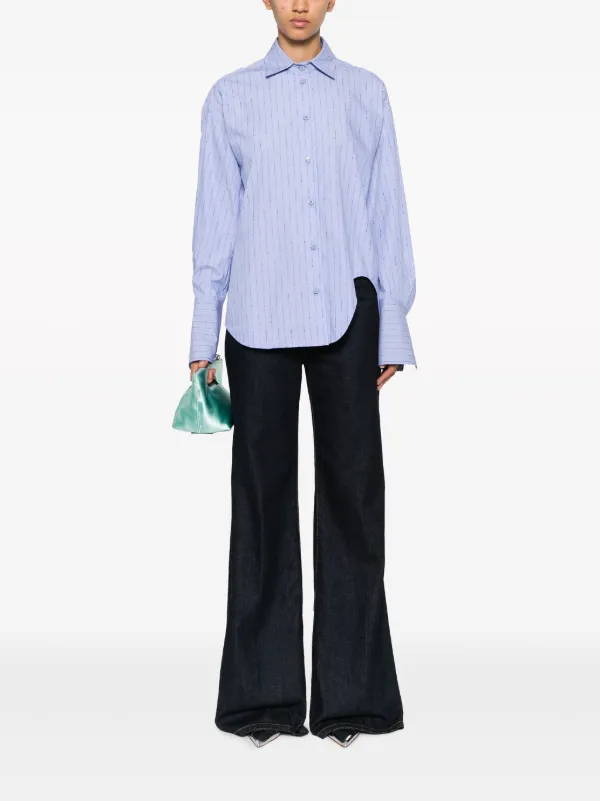 Tシャツ・カットソー THE ATTICO SS25 ELIZA STRIPED SHIRT (250WCH00014CCC051 870) The Attico Eliza Striped Cotton Shirt | Blue | FARFETCH