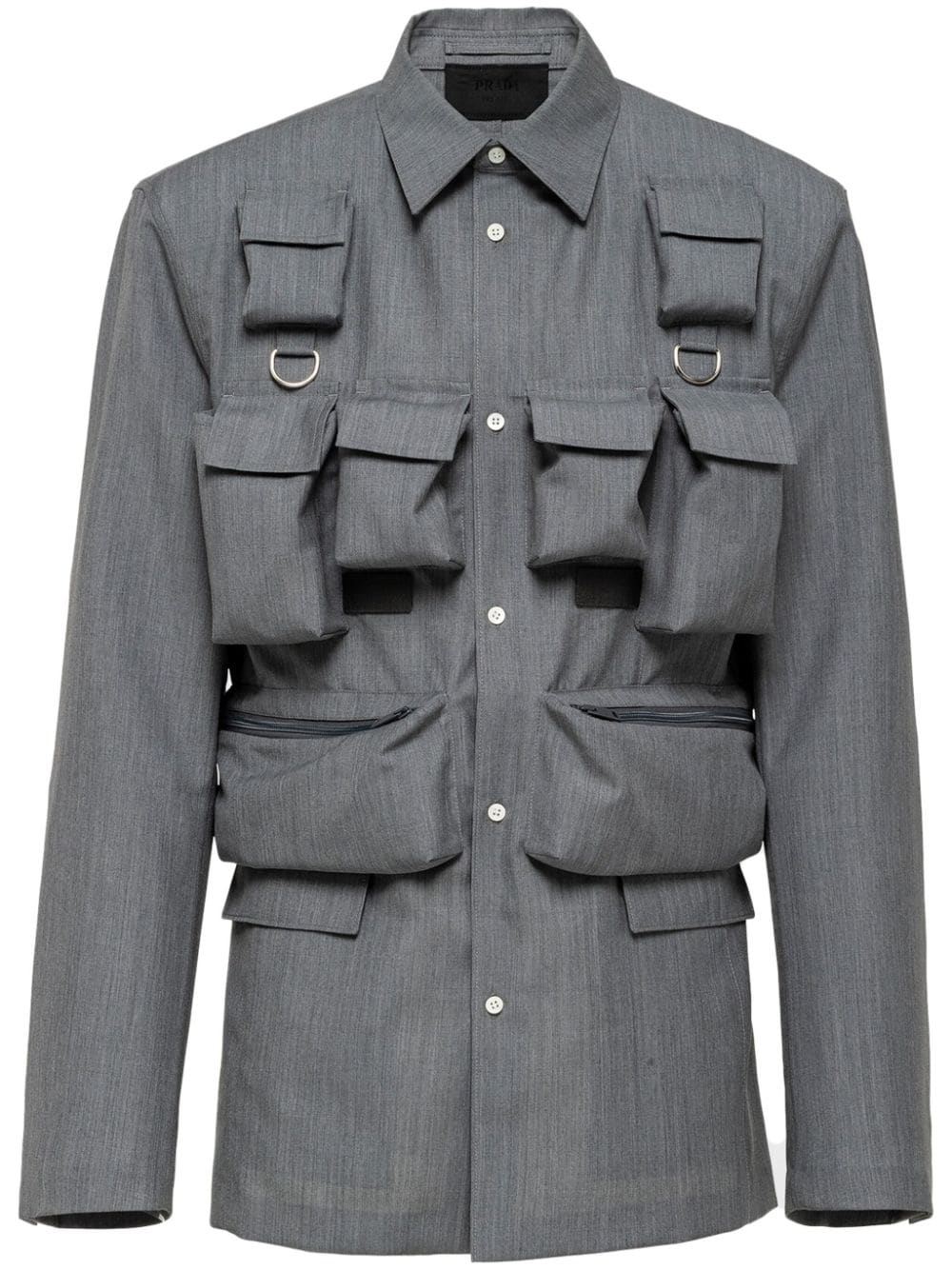 Prada Cargo shirtjack met enkele rij knopen Grijs