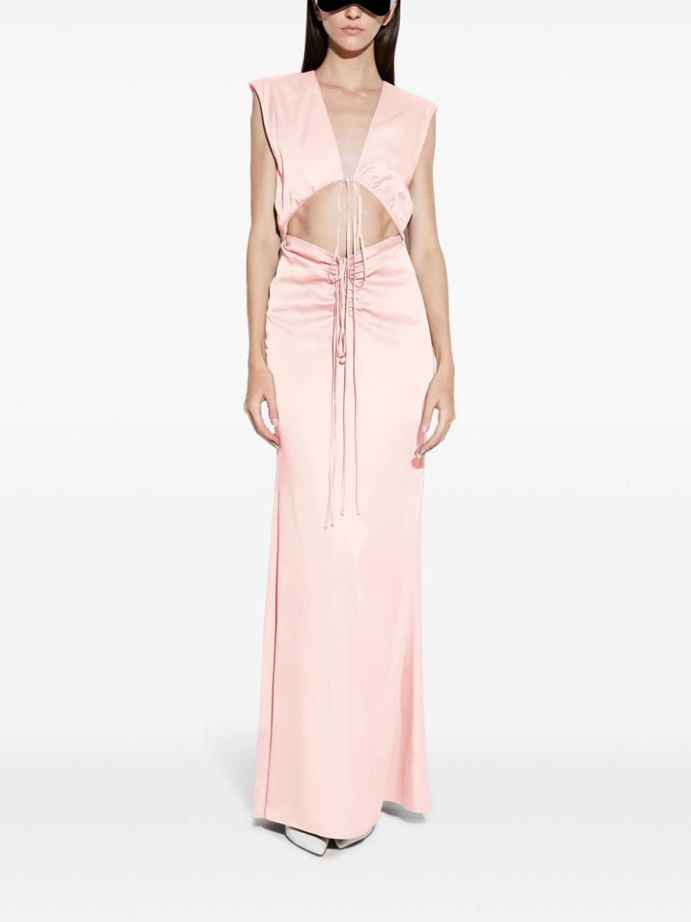 LAPOINTE ruched cut-out satin dress - Roze