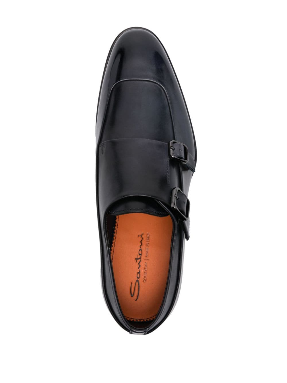 Shop Santoni Double-buckle Leather Loafers In Blue