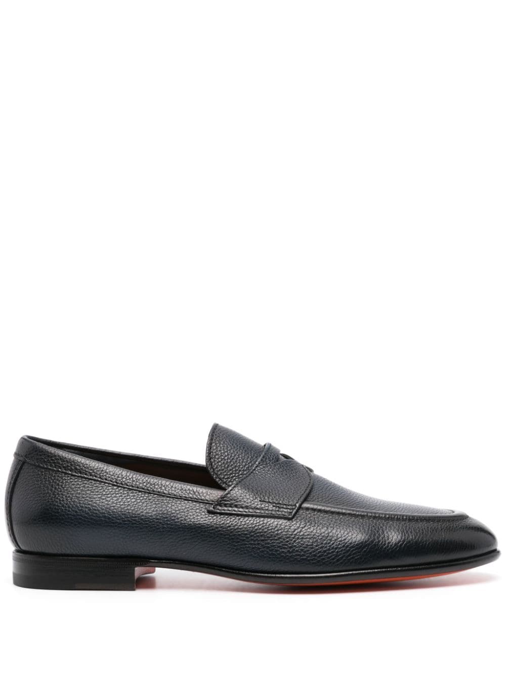 Santoni Leather Penny Loafers In Blue