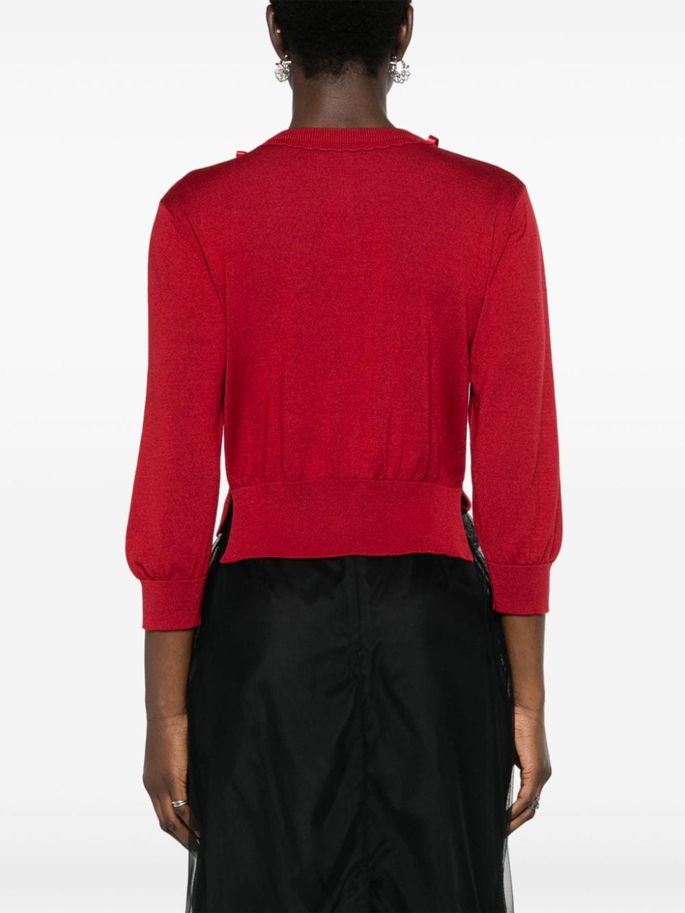 Shop Simone Rocha Bell-charm Cropped Cardigan In Red
