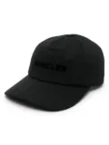 Moncler flocked-logo cotton baseball cap - Black