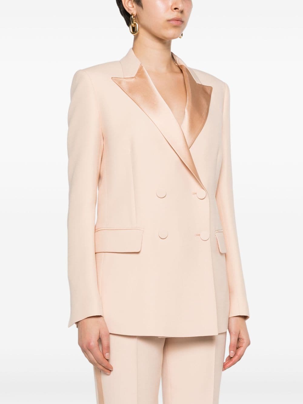 Shop Fabiana Filippi Double-breasted Wool-blend Blazer In Pink