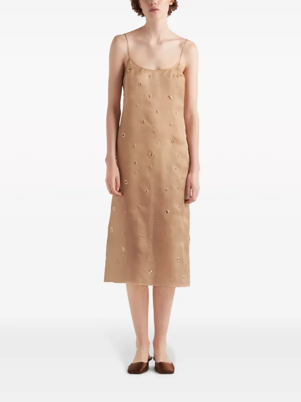 prada organza dress Prada Embroidered Organza Dress - Black