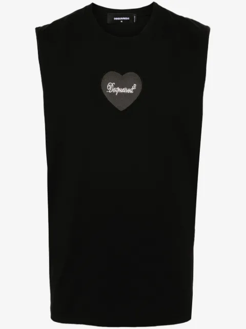 DSQUARED2 rhinestone-logo cotton top