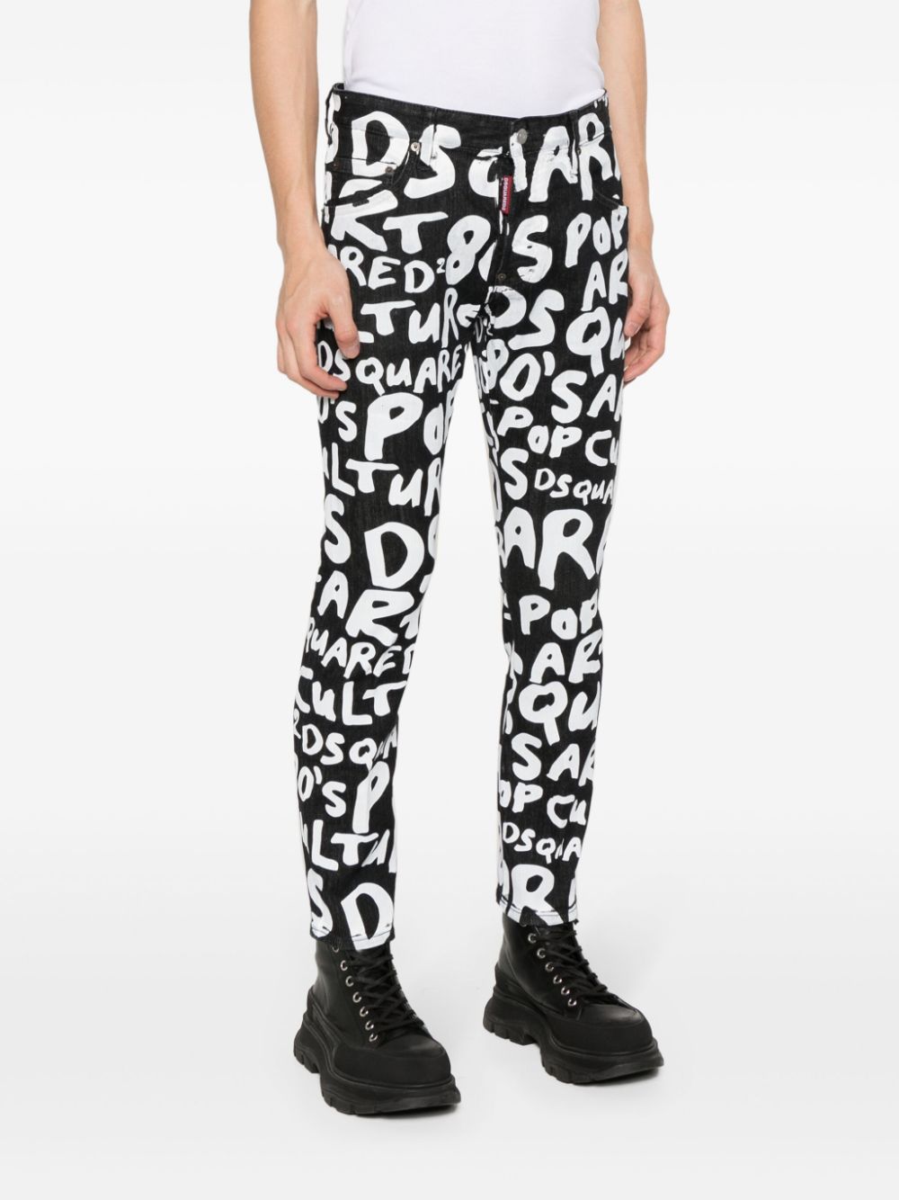 Shop Dsquared2 Logo-print Jeans In Black