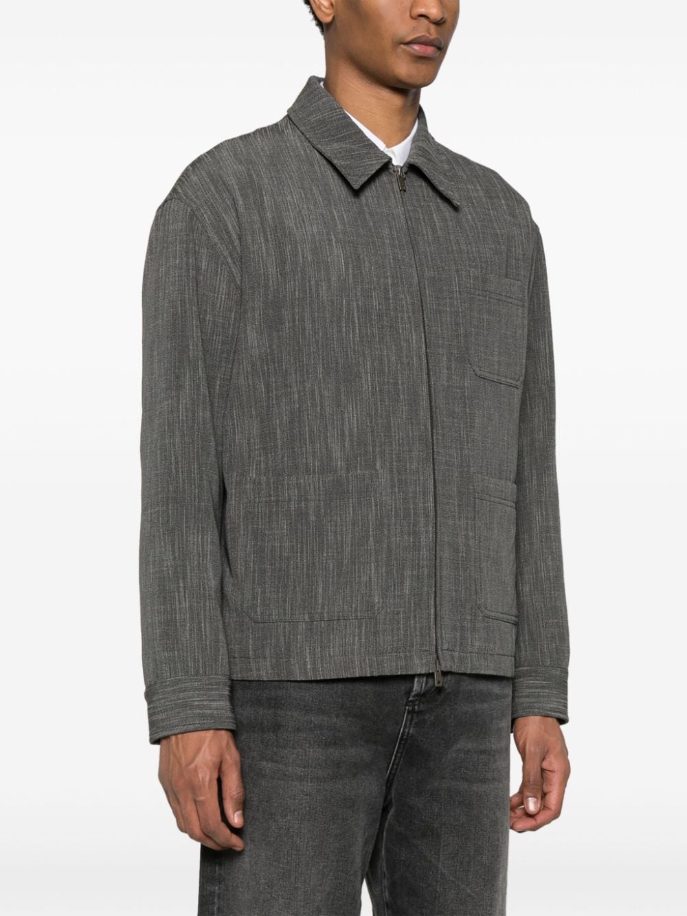 Shop Golden Goose Mélange Virgin Wool-blend Shirt Jacket In Grau