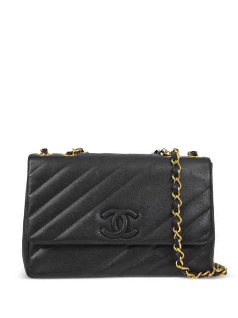 Affordable HOT SALE CHANEL 1995 Straight Flap Jumbo shoulder bag Women